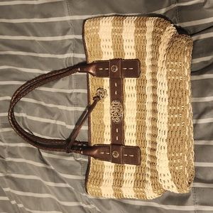 Large Brighton Woven Basket Weave Straw Tote Bag Purse Braided Double Handles
